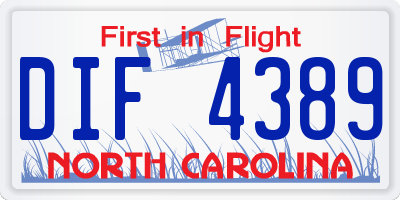 NC license plate DIF4389