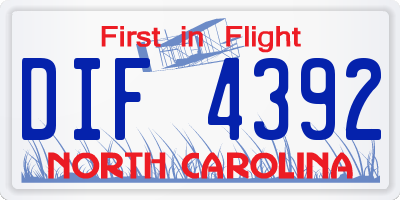 NC license plate DIF4392
