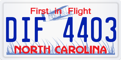 NC license plate DIF4403