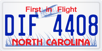 NC license plate DIF4408
