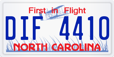 NC license plate DIF4410