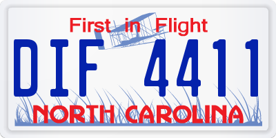 NC license plate DIF4411