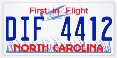 NC license plate DIF4412