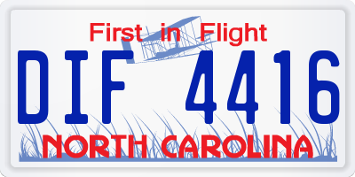 NC license plate DIF4416