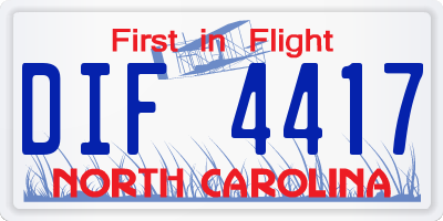 NC license plate DIF4417