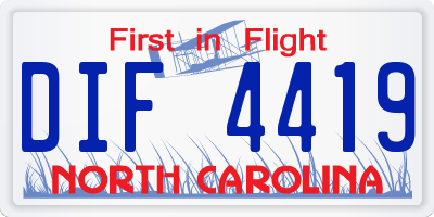 NC license plate DIF4419