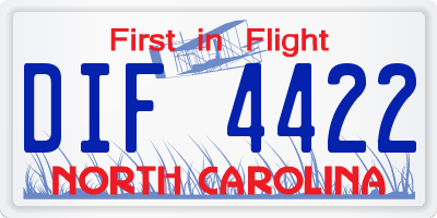 NC license plate DIF4422