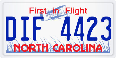 NC license plate DIF4423