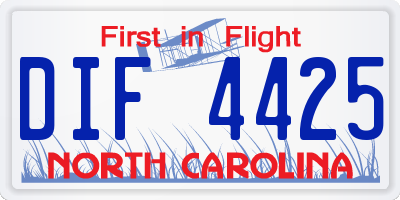 NC license plate DIF4425