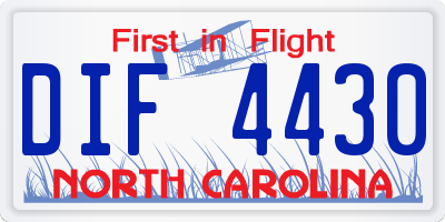 NC license plate DIF4430