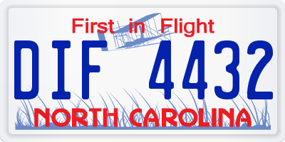 NC license plate DIF4432