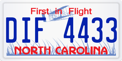 NC license plate DIF4433
