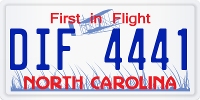 NC license plate DIF4441
