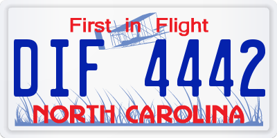 NC license plate DIF4442