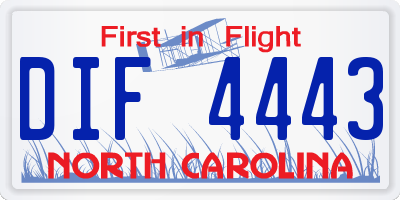 NC license plate DIF4443