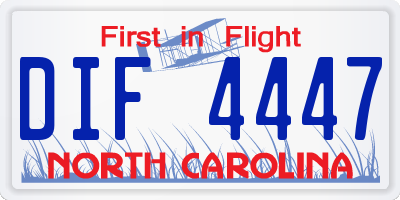 NC license plate DIF4447