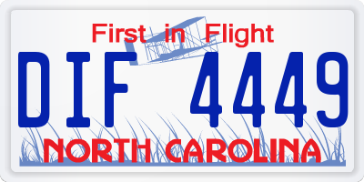NC license plate DIF4449