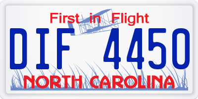 NC license plate DIF4450
