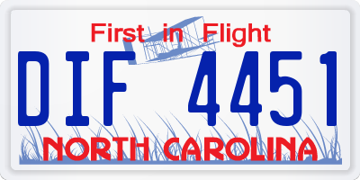 NC license plate DIF4451