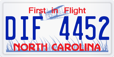 NC license plate DIF4452