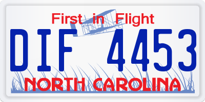 NC license plate DIF4453