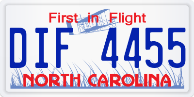 NC license plate DIF4455