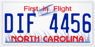 NC license plate DIF4456