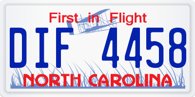NC license plate DIF4458
