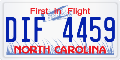 NC license plate DIF4459