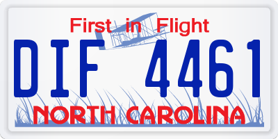 NC license plate DIF4461