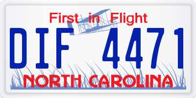 NC license plate DIF4471