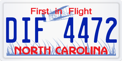 NC license plate DIF4472