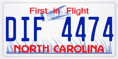 NC license plate DIF4474