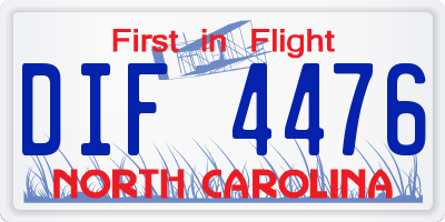 NC license plate DIF4476