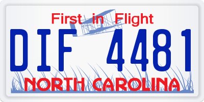 NC license plate DIF4481