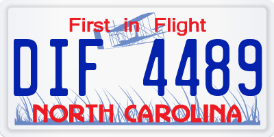 NC license plate DIF4489