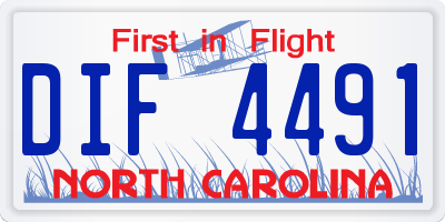NC license plate DIF4491