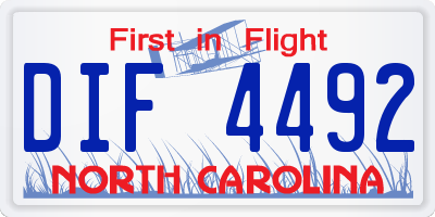 NC license plate DIF4492