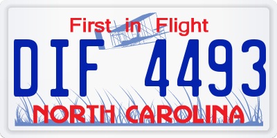 NC license plate DIF4493
