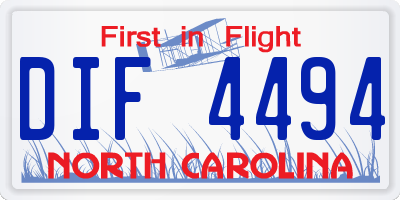NC license plate DIF4494