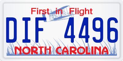 NC license plate DIF4496