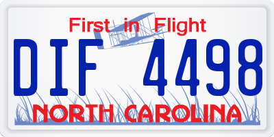 NC license plate DIF4498
