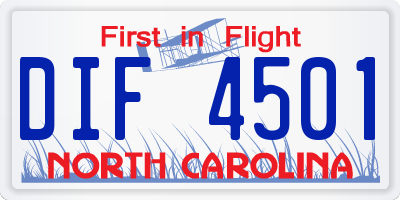 NC license plate DIF4501