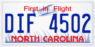 NC license plate DIF4502