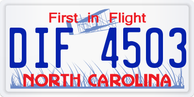 NC license plate DIF4503