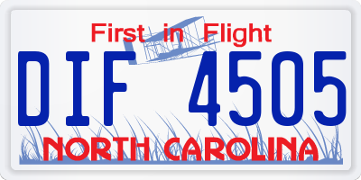 NC license plate DIF4505