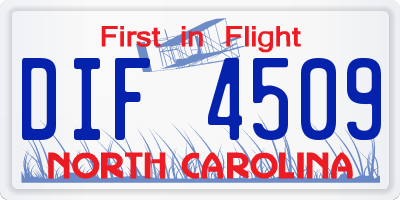 NC license plate DIF4509