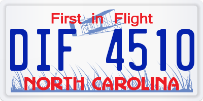NC license plate DIF4510