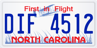 NC license plate DIF4512