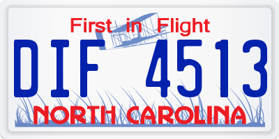 NC license plate DIF4513